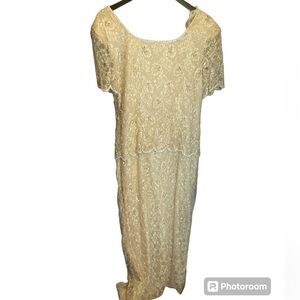 Stunning Stenay Champagne fully beaded Vintage Formal size 14